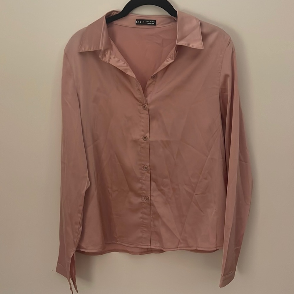 Light blush pink silk shirt